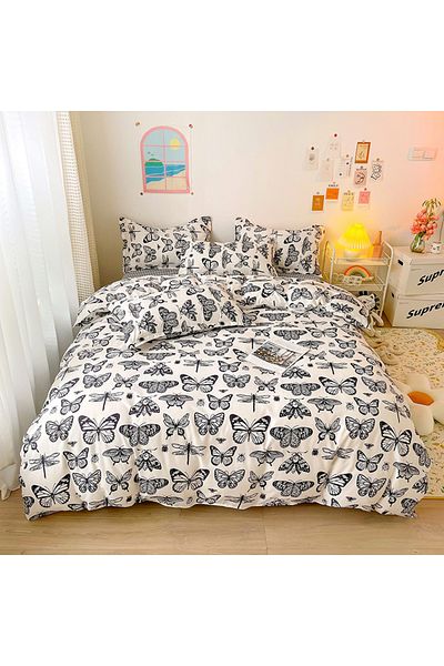 sharpdo 4-Piece Bedding Set Sheet Set ,with 1 Duvet/Quilt Cover and 1 Flat Shee37t and 2 Pillowcases King