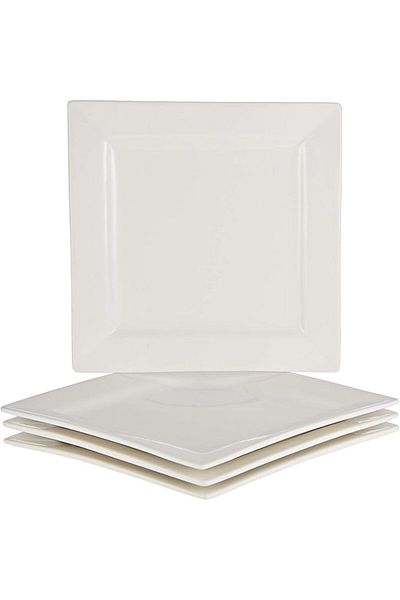Symphony Square Plate - Set of 4, 19 cm,White