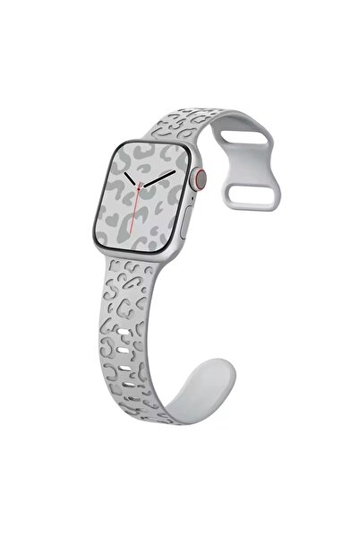 Alstrap Apple Watch 6 7 8 9 10 Se Ultra Uyumlu 44-45-46-49mm Leopar Desenli S...