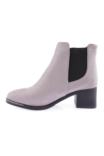 DGN 053 Women's Blunt Toe Sides Elastic Heeled Ankle Boots