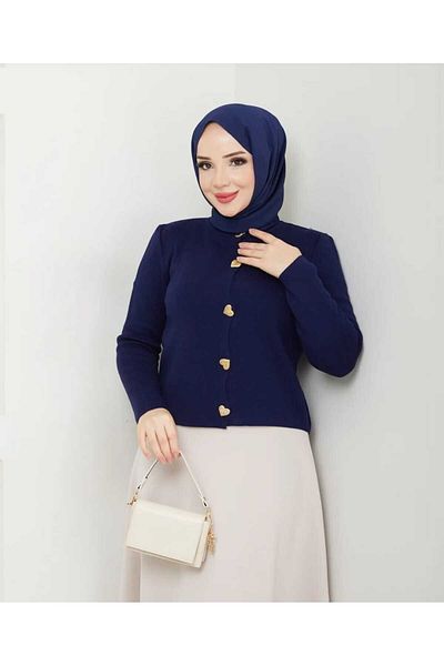 MODA VEDAT Women's Heart Buttoned Knitwear Cardigan (Excluding Skirt)