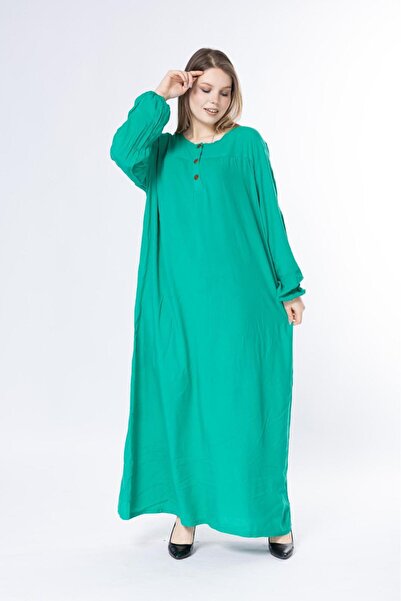 mervemoda Women's Plus Size Cotton Fabric Long Sleeve Summer Woven Dress