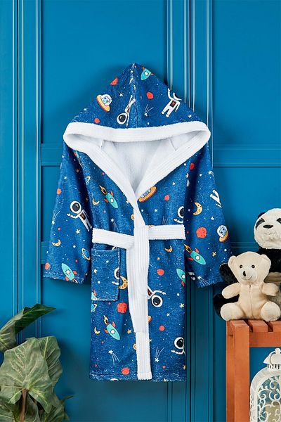 VEVİEN HOME Space Pattern Digital Printed Young Children's Bathrobe
