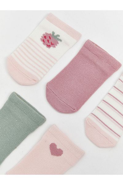 LC Waikiki Lcw Baby Pink Printed Baby Girl Booties Socks 5-Pack