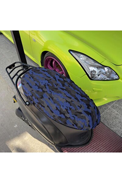 CEBECİOTO Blue Gray Camouflage Patterned Combed Motorcycle Cover -Motor