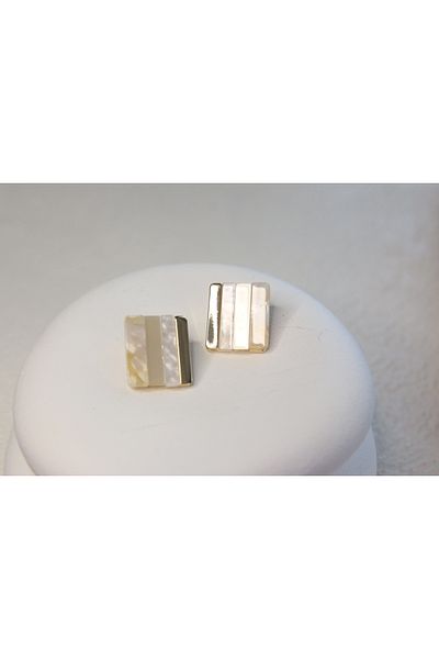Vinas Atelier Pearlescent Colorful Square Steel Earrings