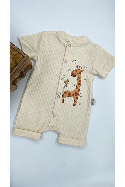 Gleamy Bebe Kids Giraffe Print Short Sleeve Shorts Jumpsuit 100% Cotton