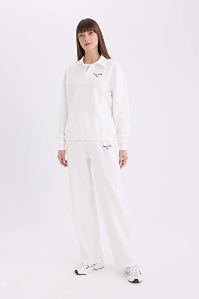 DeFacto Women's Tracksuit Bottom E6079Ax/Er105 Ecru