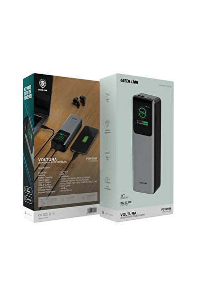 Green Lion باور بانك فولتورا 20000 ملي امبير Pd100W - رمادي