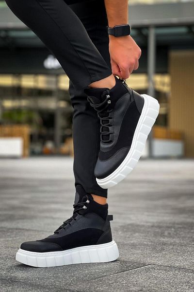 MOONFER High Sole Boots Black (White Sole)