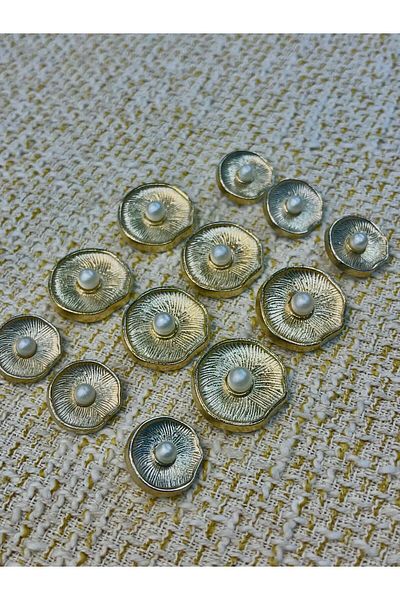 ODDA TASARIM ATÖLYESİ Oyster Model Pearl Detailed Blazer Jacket Button Set