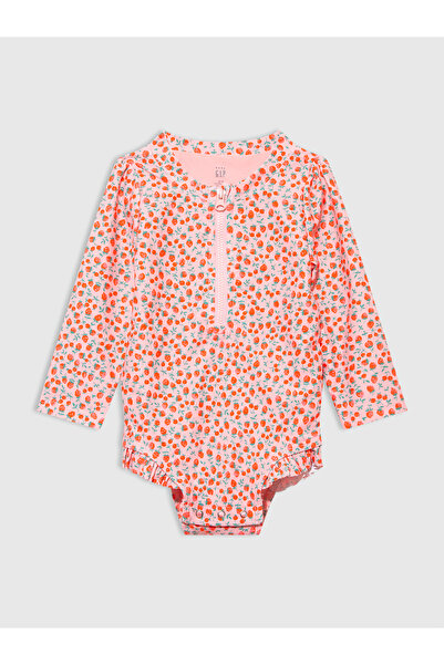 GAP Bebek Pembe Desenli Şapkalı Mayo Seti