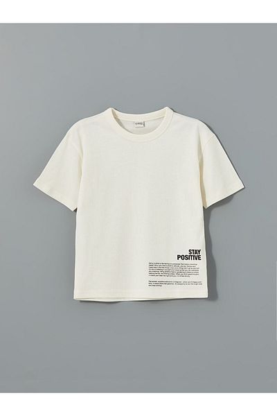 LC Waikiki Crew Neck Text Printed Boys' T-Shirt