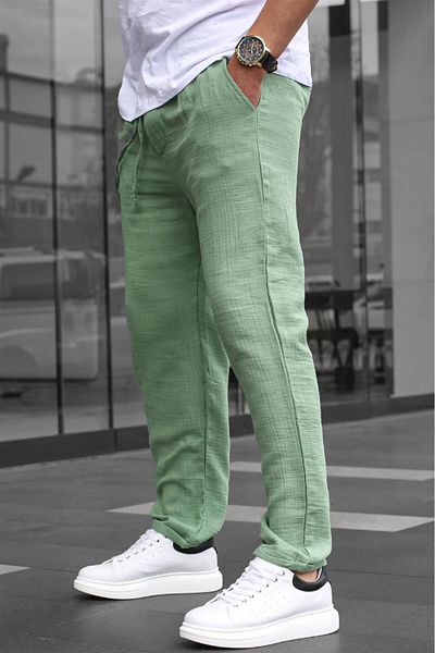 Madmext Ανδρικό Basic Παντελόνι Green Muslin Fabric 6507