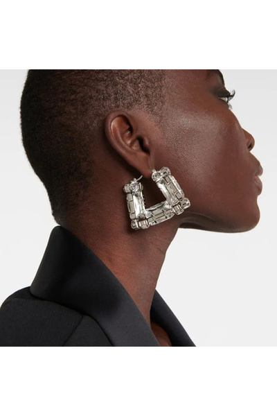 Choice أقراط دائرية كبيرة مرصعة بأحجار الراين باللون الذهبي لحفلات الزفاف للن...