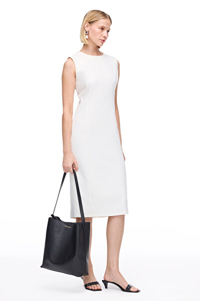 Perspective White Dellas Slim Fit Midi Dress