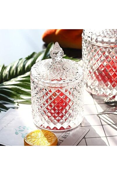 AKDC Danmu Art 1pc Clear Glass Storage with Lid Candy Jar Biscuit Box Containers (600ml)