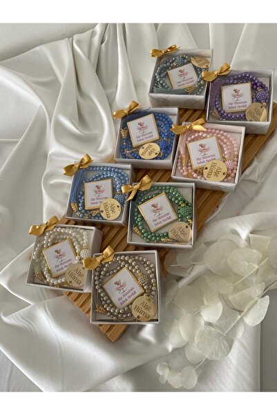 İnci Kişiye Özel İsimli Plastik İnci Boncuk Tesbih İle Çikolata Seti 20 adet