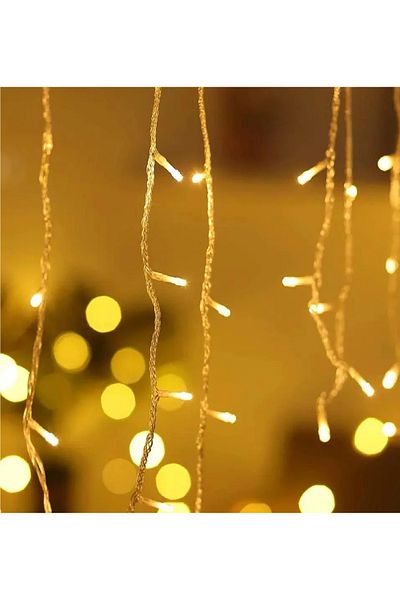 Generic 2x2m Yellow Electric Curtain Light Decoration with 3-Plug