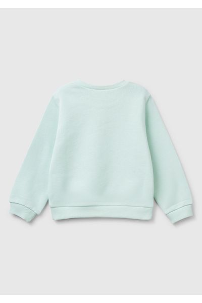 United Colors of Benetton Суитшърт с кръгло деколте и лого на Benetton в аквамариново зелено за момичета