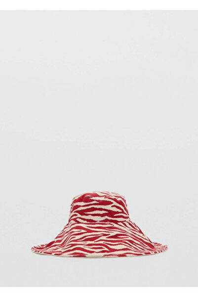 MANGO Woman Çift Taraflı Zebra Desenli Bucket Şapka