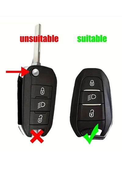 GMA KEYS Peugeot 208-308-508 Rifter Nano Key Case - Black Gold Gold Color with Headlight Opening