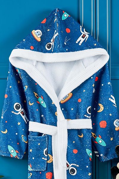 VEVİEN HOME Space Pattern Digital Printed Young Children's Bathrobe