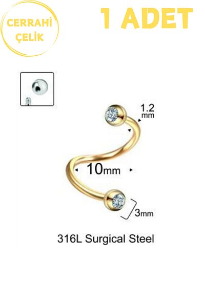 Blisse Piercing Surgical Steel Zircon Cubic Zirconia Tragus Helix Lobe Lip Cartilage Spiral Piercing