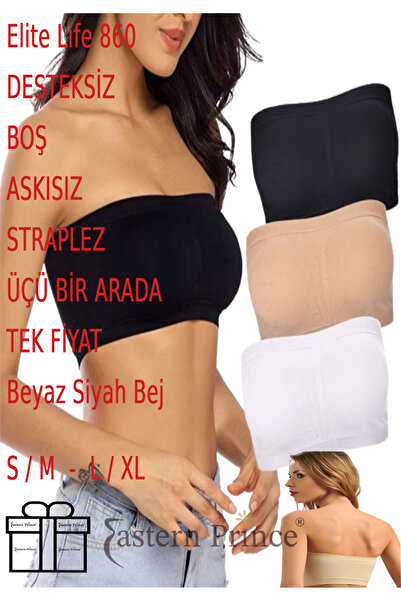 Elite Life Straplez Sütyen Büstiyer Kadın Dikişsiz Dolgusuz Askısız 860 Üçü B...