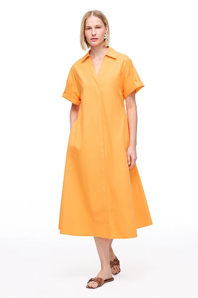 Perspective Orange Albas Regular Fit Tea Length Dress