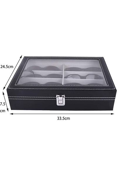 COOYA Glasses Organizer,Sunglasses Jewelry Collection Box,With Transparent Glass Top And Storage Box