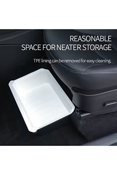 Li Parts Tesla Model Y 3 Çift Katmanlı Koltuk Altı Düzenleyici(Beyaz)-Juniper...