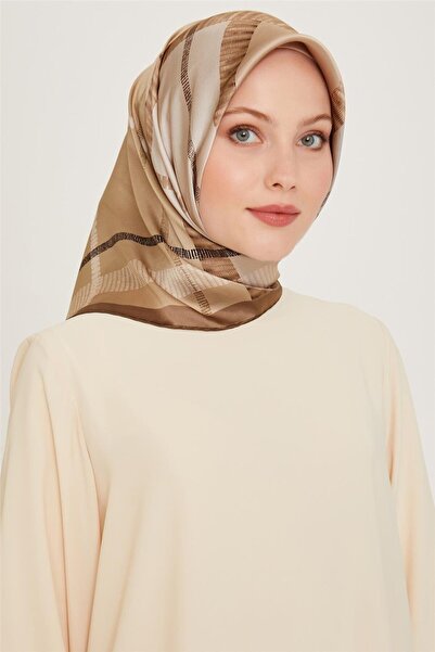 Armine Geometrik Desenli Sura Saf İpek Eşarp 9206D 11