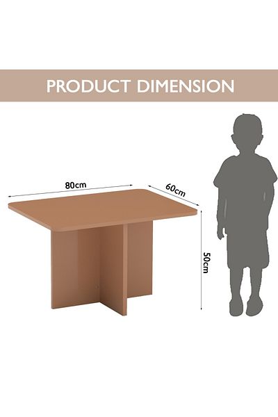 Mahmayi Modern Ergonomic Child Desk for Kids, 80x50cm, Round Edges Ideal for Toddlers-Caramel Nude