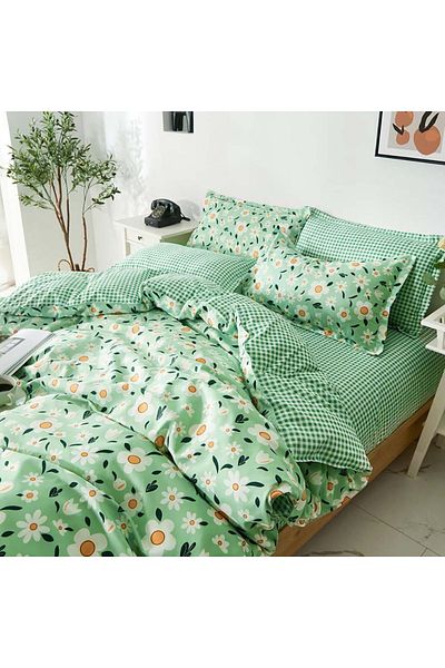 sharpdo 4 Pieces Bed Sheet Set,with 1 Comforter/Quilt Cover, 1 Flat Sheet and 2 Pillowcases Single