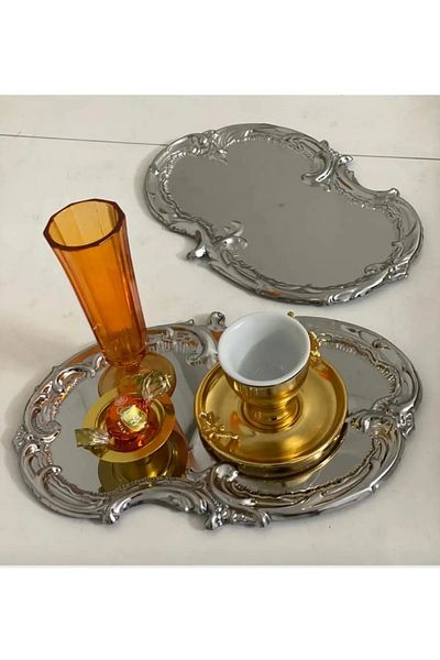 Abant صينية تقديم القهوة لوكس كلاود موديل 21x21 سم لون فضي ستانلس ستيل