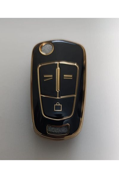 GMA KEYS Opel Vectra C 3 Button Switchblade Nano Switch Protection Case Black Gold Color