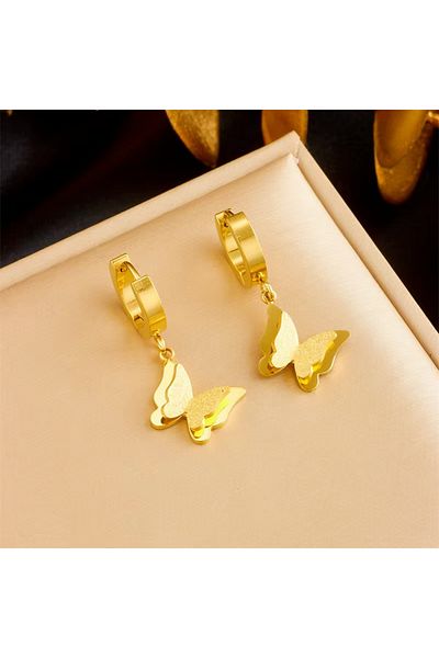 ANGELSS JEWELLERY Butterfly Silvery Gold Dangle Earrings (Butterfly Model)