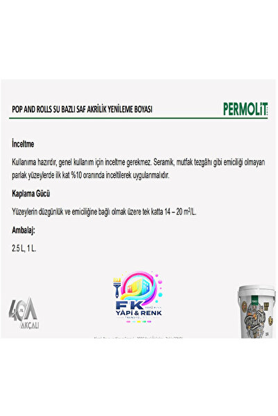 Permolit Pop And Rolls Yenileme Boyası 1L - Tezgah, Mutfak Dolabı, Kapı ve Mobilyalar İçin Süper Çözüm!