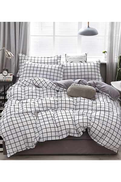 sharpdo 4-Pieces Bed Sheet Set,With 1Quilt Cover 200*230cm 1 Flat Sheet and 2 Pillowcases