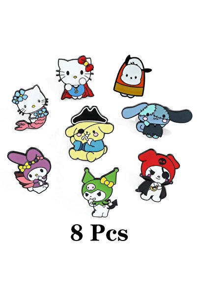 Choice XZ3094 4/8 قطعة بروش قراصنة كرتوني لطيف من هيلو كيتي دبوس مينا معدني ش...