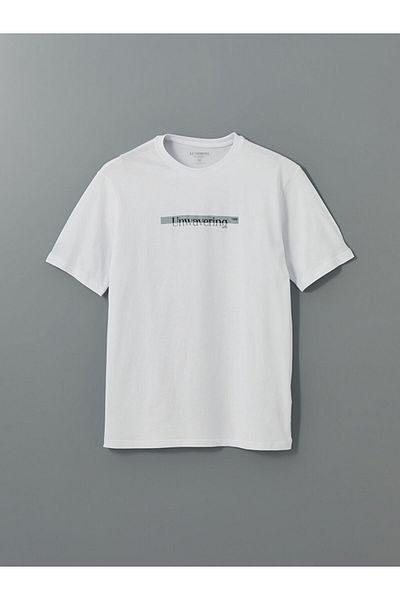 LC Waikiki Ανδρικό μπλουζάκι LCW Crew Neck με εμπριμέ χτενισμένο βαμβάκι