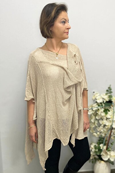 Mia Butik بلوزة نسائية موسمية بتصميم بيج مرسيريزد