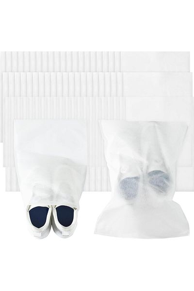 COOYA 100Pcs Transparent Shoe Bags,Portable Clear Drawstring Shoe Storage Bag,for Dust and Storage