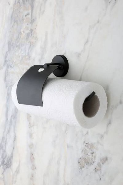 MultiStore Paper Roll Towel Holder with Black Stainless Cover, Napkin Holder Bathroom Hanger
