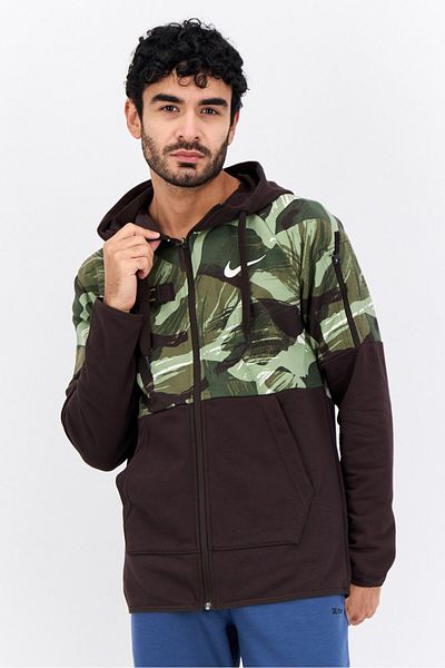 Nike Men Sportswear Fit Long Sleeves Outdoor Sweatshirt, Dark Brown Combo