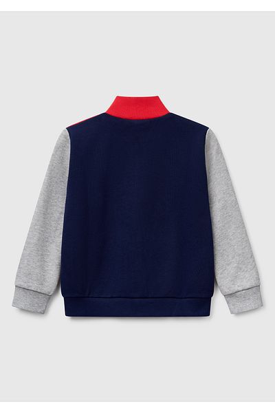 United Colors of Benetton Boy's Red Mix Benetton Logo Embroidered Zippered Sweatshirt