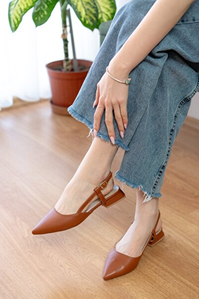 DİVOLYA Felina Tan (3 cm Heels) Pointed Toe Heeled Shoes