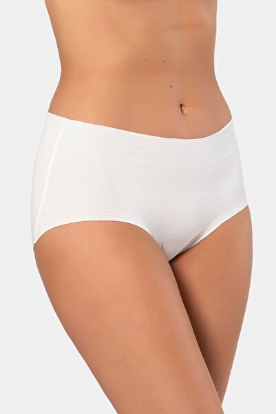 TÜREN Women's Laser Cut Cotton High Waist Hipster Panties 911/White
