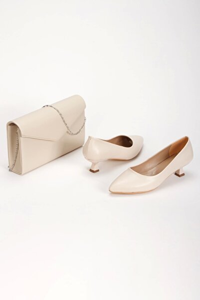 GULT Beige Hardcover Women's Stiletto and Bag Set